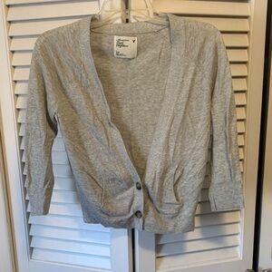 American Eagle Outfitters 3/4 Sleeve Light Gray Cardigan